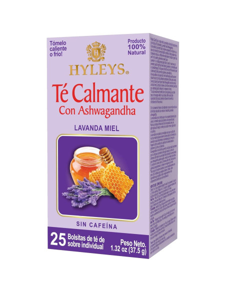 Té Calm Hyleys con Ashwagandha - Lavanda y Miel - 25 Bolsitas Té Calm Hyleys con Ashwagandha - Lavanda y Miel - 25 Bolsitas