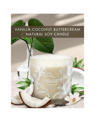 Vela Aromática de Soja GIFTAWAY 411 g 3 Mechas Coco Vainilla