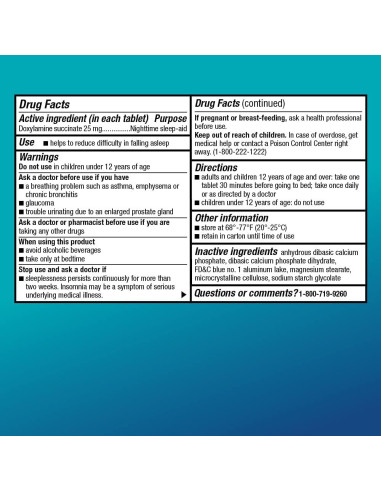 Tabletas para dormir Amazon Basic Care 25 mg 96 unidades