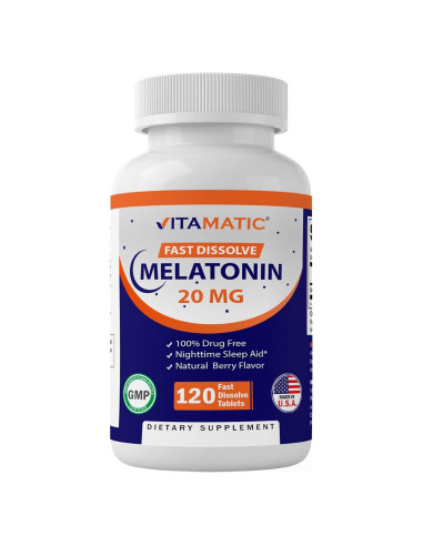 Tabletas de Melatonina Vitamatic 20 mg Sabor Frutos Rojos 120 U