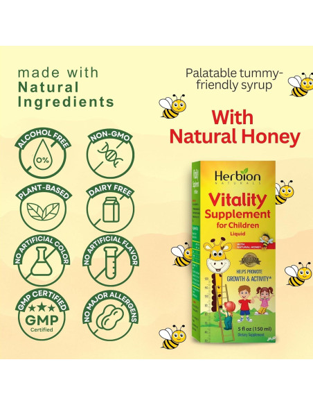 Suplemento de Vitalidad Herbion para Niños 150 ml Crecimiento Suplemento de Vitalidad Herbion para Niños 150 ml Crecimiento