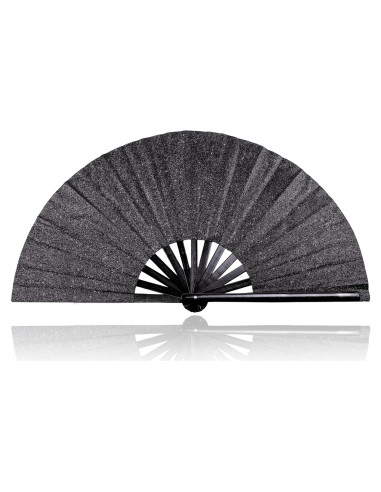 Abanico Plegable Grande TUZOKNI Negro Brillante 33.5 cm