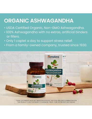Himalaya Ashwagandha Orgánico 670 mg 60 Tabletas Veganas