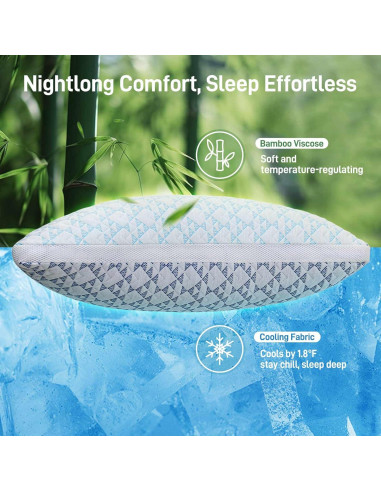 Juego de 2 almohadas Caelorin viscoelástica hipoalergénicas Queen