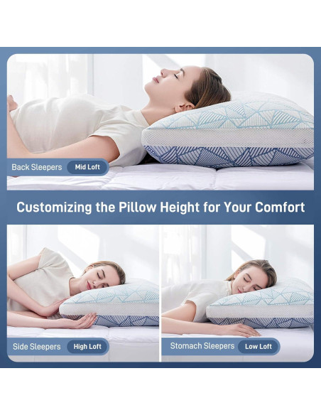 Juego de 2 almohadas Caelorin Queen hipoalergénicas ajustables Juego de 2 almohadas Caelorin Queen hipoalergénicas ajustables