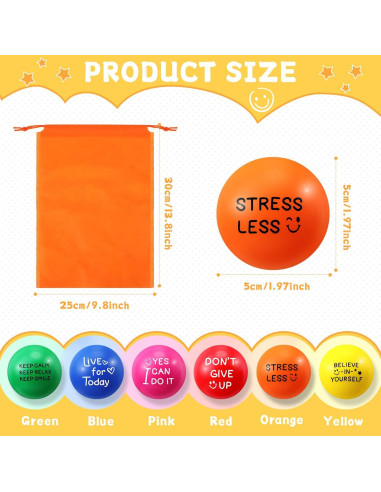 Pelotas Antiestrés Motivacionales HyDren 48 Pcs 5 cm
