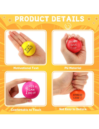 Pelotas Antiestrés Motivacionales HyDren 48 Pcs 5 cm