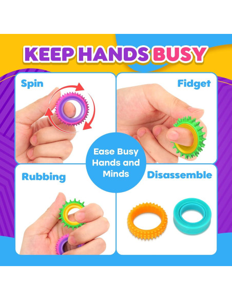 Anillos Sensoriales Antiestrés KLT - Paquete de 12 Piezas Anillos Sensoriales Antiestrés KLT - Paquete de 12 Piezas