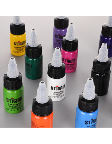 Juego de Tinta para Tatuajes STIGMA 14 Colores 15 ml cada uno