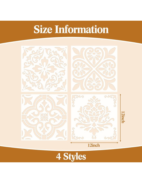 Plantillas Reutilizables de Azulejos Zonon 30.48x30.48cm Floral Plantillas Reutilizables de Azulejos Zonon 30.48x30.48cm Floral