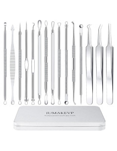 Kit de Herramientas IUMAKEVP 15 PCS Acero Inoxidable para Acné
