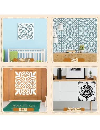 Plantillas Reutilizables de Azulejos Zonon 30.48x30.48cm Floral