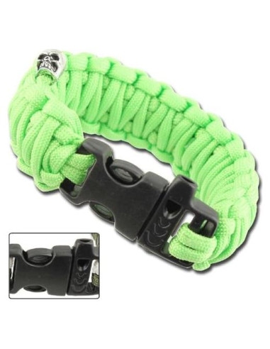 Silbato de Supervivencia Skullz con Pulsera de Paracord Verde