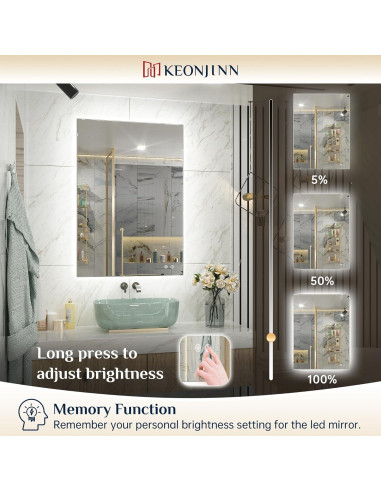 Espejo de Baño LED Keonjinn 76,2 x 139,7 cm Retroiluminado