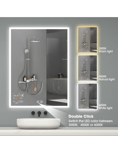 Espejo de Baño Inteligente LED Evokor 61x81 cm Anti-Vaho