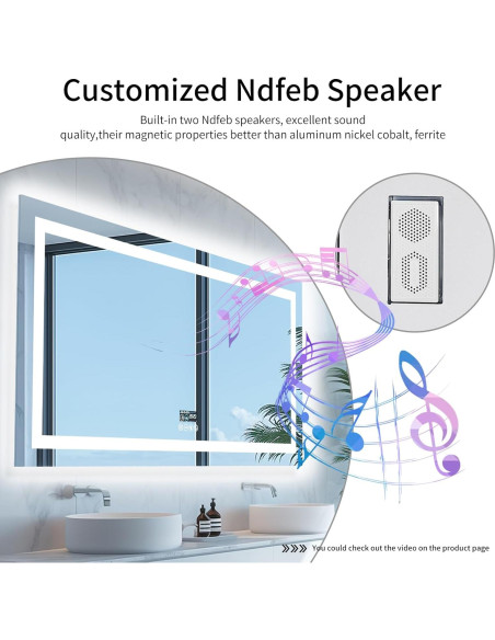 Espejo de Baño LED LUVODI 99x60 cm con Altavoz Bluetooth Espejo de Baño LED LUVODI 99x60 cm con Altavoz Bluetooth