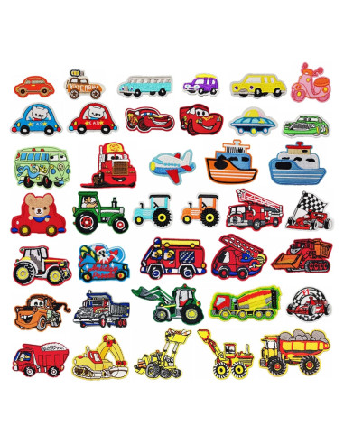 Kit de Parches de Planchar Woohome - 40 PCS Excavadora, Coche y Camión