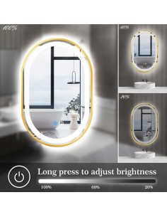 Espejo Ovalado LED TiliKuly 91 x 61 cm Dorado Antivaho 2