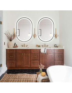 Espejo de Baño LED Ovalado TheiaMo 91x61 cm Negro 2