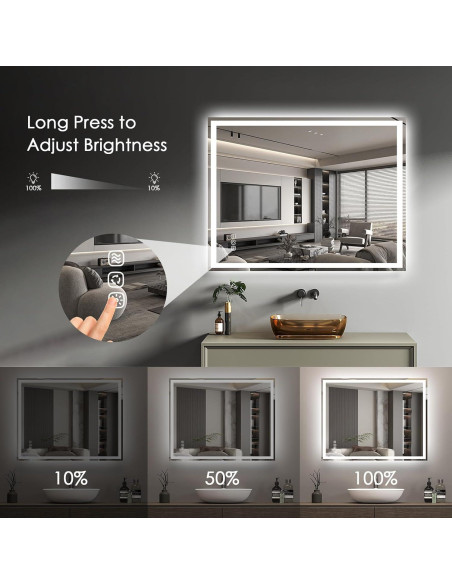Espejo LED de Baño Yeeopp 91x71 cm Iluminado Anti-vaho Espejo LED de Baño Yeeopp 91x71 cm Iluminado Anti-vaho