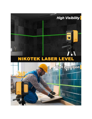 Nivel láser verde Nikotek NK01GT con trípode 100 pies