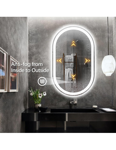 Espejo de baño ovalado LED TheiaMo 97x66 cm anti-vaho