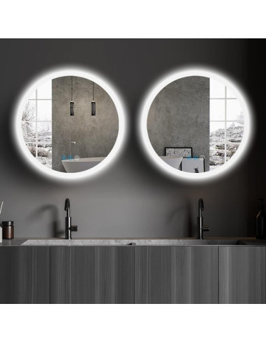 Espejo LED Redondo 50.8 cm DIDIDADA Antivaho 3 Colores