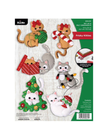 Kit de Adornos de Fieltro Bucilla Gatitos Traviesos 6 Piezas