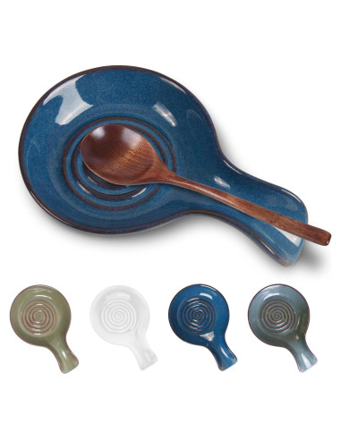 Soporte de Cuchara Cerámica JINIHFW Azul Apto Lavavajillas