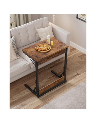 Mesa lateral plegable Tatub C 60.96 cm marrón rústico