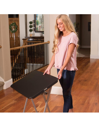 Mesa Plegable Personal Lifetime 30" Negra y Plateada