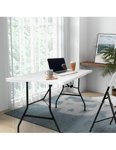 Mesa Plegable 6ft Pollilar Blanca para Reuniones y Fiestas