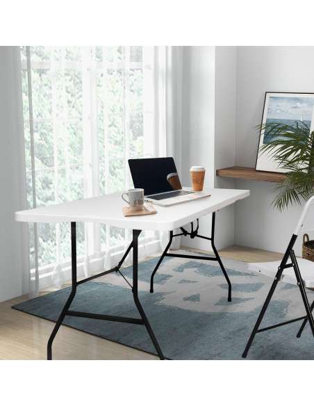 Mesa Plegable 6ft Pollilar Blanca para Reuniones y Fiestas Mesa Plegable 6ft Pollilar Blanca para Reuniones y Fiestas
