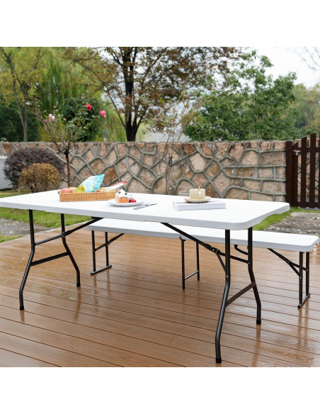 Mesa Plegable 6ft Pollilar Blanca para Reuniones y Fiestas Mesa Plegable 6ft Pollilar Blanca para Reuniones y Fiestas