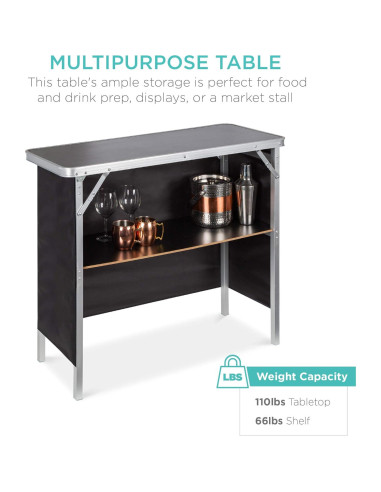Mesa Plegable Portátil Mejor Opción 100x38 cm Negra