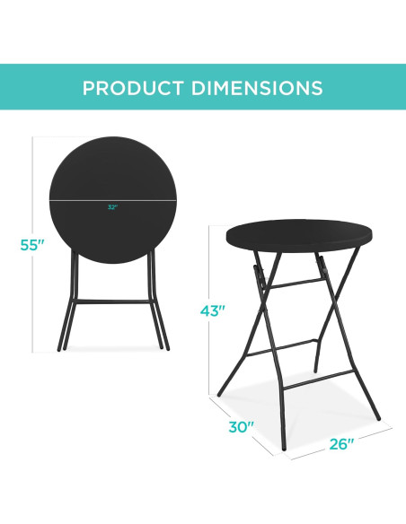 Mesa Plegable Redonda 76 cm Mejor Opción Negra 330 lbs Mesa Plegable Redonda 76 cm Mejor Opción Negra 330 lbs