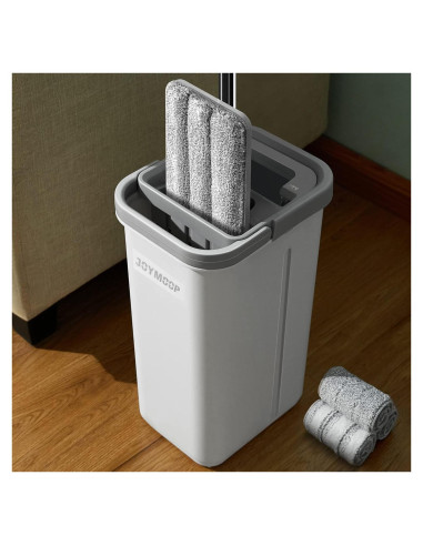 Mop Plano Joymoop con Cubo y 3 Almohadillas Microfibra