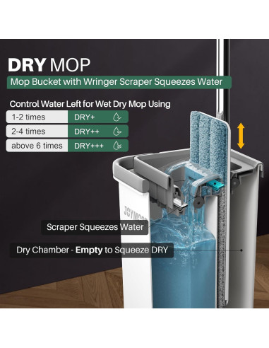 Mop Plano Joymoop con Cubo y 3 Almohadillas Microfibra