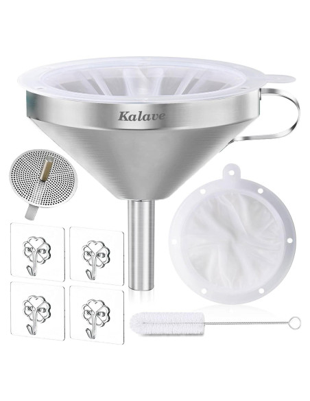 Embudo de Acero Inoxidable Kalave 13 cm con Filtro 200 mallas Embudo de Acero Inoxidable Kalave 13 cm con Filtro 200 mallas