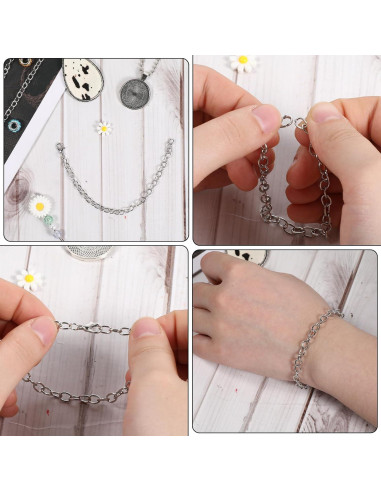 Conjunto de 12 Pulseras de Cadena de Acero Inoxidable 20cm
