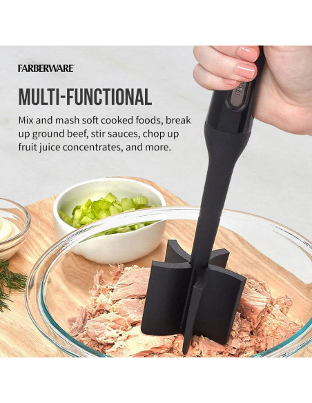 Amasador de Carne y Papas Farberware 25,4 cm Nylon Negro Amasador de Carne y Papas Farberware 25,4 cm Nylon Negro