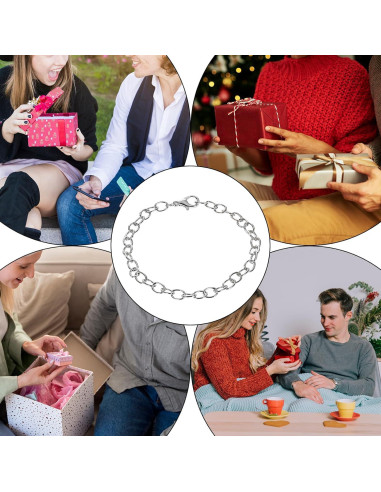 Conjunto de 12 Pulseras de Cadena de Acero Inoxidable 20cm