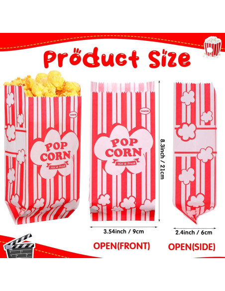 Bolsas de Papel para Palomitas Teling 300 Pcs 28g Rayas Rojas Bolsas de Papel para Palomitas Teling 300 Pcs 28g Rayas Rojas