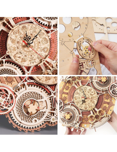 Rompecabezas 3D ROKR Reloj de Madera Zodiacal para Adultos