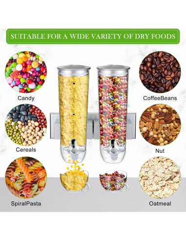 Dispensador de Cereal Huwena 4 Juegos 12L Plata
