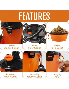 Botella de Agua para Perros Traveling Tots 2 en 1 Naranja 2