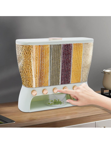 Dispensador de Granos 6 Compartimentos Shawtuuy 10 kg Verde