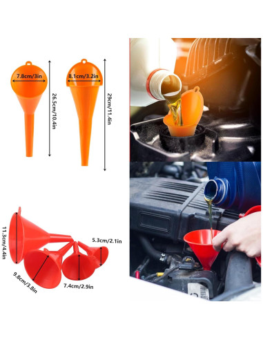 Juego de 10 embudos automotrices XhjzgcTech - Boca ancha y flexibles