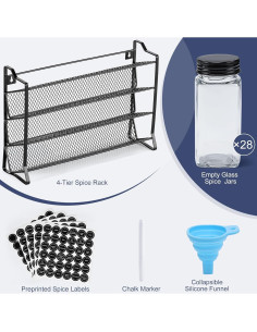 Organizador de Especias AOZITA 28 Frascos Vidrio Negro 2