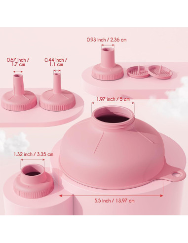 Embudo Versátil Pisol Rosa con 5 Picos y 2 Coladores